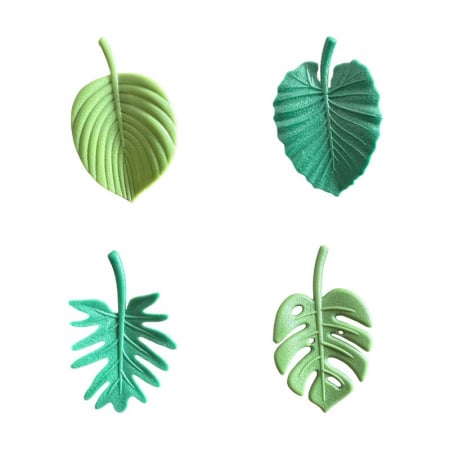 Bucatarie si electrocasnice - Set 4 Magneti de Frigider, Flippy, Model Frunze, din ABS si Magnet, Verde