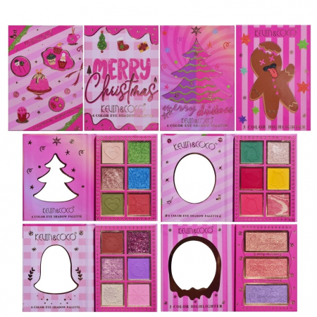 Set 4 Palete de Machiaj, KEVIN &amp; COCO, Christmas Jingle, 21 culori, 27.3 x 20.8 x 2.4 cm [6]