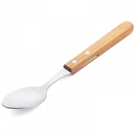 Set 4 tacamuri pentru masa Flippy, otel 304, lingura, lingurita desert, cutit, furculita, maner din lemn de fag, 20 x 4 x 2 cm, gri [3]