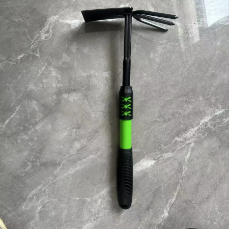 Set 4 Unelte de Gradina Flippy, pentru Plantare, Prelucrare Sol si Ingrijire Plante, Material PVC Carbon, Grebla, Sapaliga cu Cap Dublu, Lopata Mica, Lopata Lata, 43 x 11 cm, Negru/Verde [5]