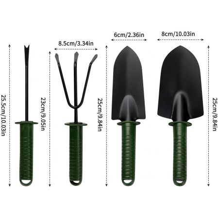 Lichidare de stoc Set 4 Unelte de Gradina Flippy, pentru Plantare Prelucrare Sol si Ingrijire Plante, Material PVC si cardboard, 25 x 8.5 cm, verde [7]