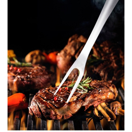 Set 4 ustensile pentru gratar Flippy, din otel inoxidabil, cu agatatoare, rezistente la temperaturi ridicate, argintiu [1]