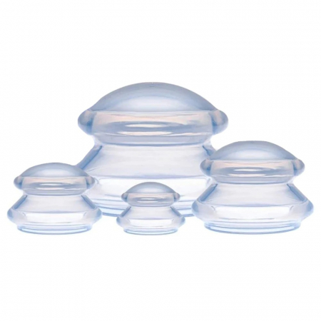 Set 4 Ventuze de Cupping, Flippy, Pentru Masaj Anticeluluitic, din Silicon, Alb Transparent [6]