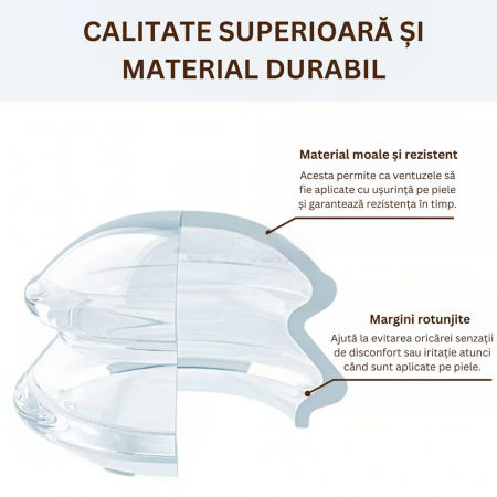 Set 4 Ventuze de Cupping, Flippy, Pentru Masaj Anticeluluitic, din Silicon, Alb Transparent [2]