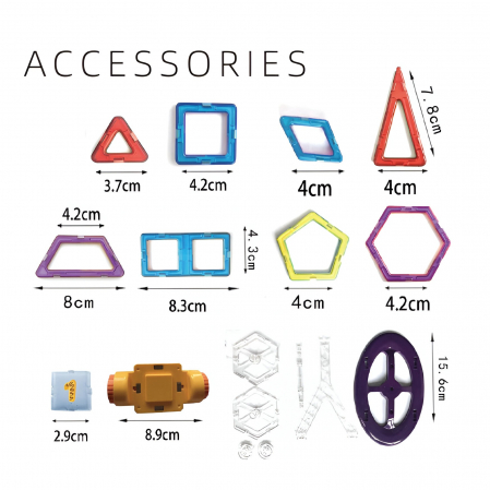 Set 40 Piese Magnetice de Constructie, Flippy, Piese Mici, Magnetic Blocks, Forme Geometrice, 3 Ani, ABS, Magnet, 20.5 x 14.5 x 12 cm, Multicolor [1]