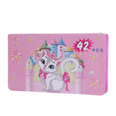 Set 42 Piese de Pictura si Desen, Flippy, Tip Penar, Model Pisicuta, 24.3 x 13 x 3 cm, Roz [4]