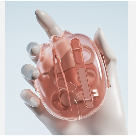 Set 4in1 de Ingrijire Unghii pentru Bebelusi, Flippy, Cutie de Depozitare Dinozaur Transparent, 0-6 Ani, 11.5 x 9 x 3 cm, Roz [2]