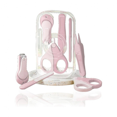 Set 4in1 de Ingrijire Unghii pentru Bebelusi, Flippy, Cutie de Depozitare Texturata, 0-6 Ani, 13.6x8x2 cm, Roz [2]