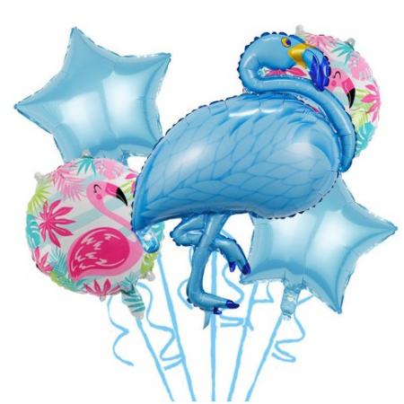 Articole petrecere - Set 5 Baloane Folie Flamigo Party, 60 -90 cm, Albastru