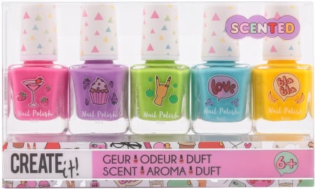 Jucarii, Copii & Bebe - Set 5 lacuri de unghii parfumate pentru fetite Create It!
