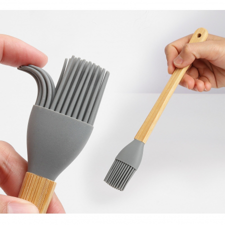 Set 5 Mini Spatule de Silicon Flippy, pensula, Stejar, Multicolor [1]