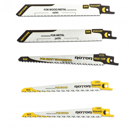 Bricolaj - Set 5 Panze fierastrau sabie pentru Lemn/Metal ROTOR RSS1