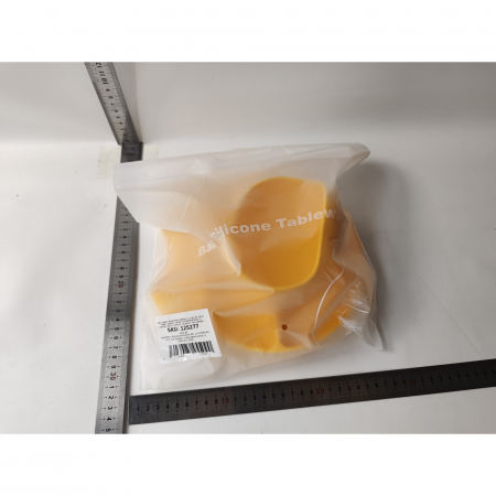 Set 5 piese diversificare bebelusi si copii din silicon Flippy, baveta, farfurie compartimentata cu ventuza, bol cu ventuza, tacamuri, fara alergeni, galben [4]