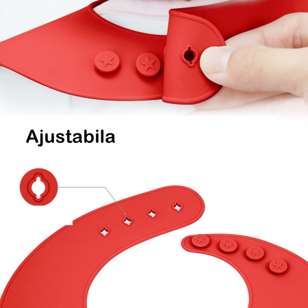 Set 5 piese diversificare bebelusi si copii din silicon Flippy, baveta, farfurie compartimentata cu ventuza, bol cu ventuza, tacamuri, fara alergeni, rosu [2]