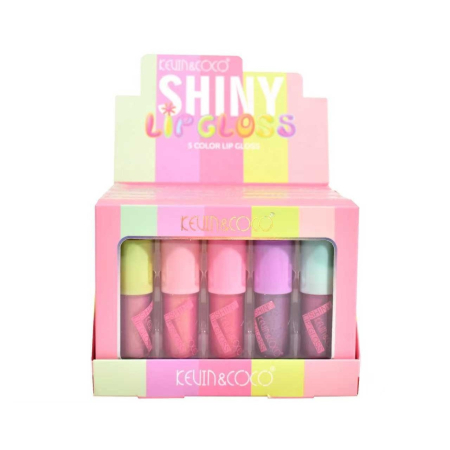 Ingrijire personala si Cosmetice - Set 5 Rujuri, Kevin Coco, Dreamy Pink, Lip-Gloss, Sidefate, Multicolor