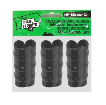 Gradina - Set 6 clipsuri Micul Fermier pentru prindere folie solar, lungime 80mm, diametru fixare 25mm