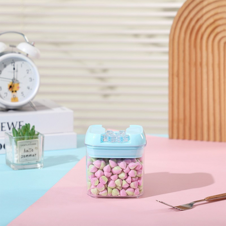 Set 6 Cutii de Depozitare Alimente, Flippy, 2 x 500ml, 2 x 800ml, 2 x 1200ml, Capac Albastru, din PP+PET, Inchidere Ermetica, Transparent [5]