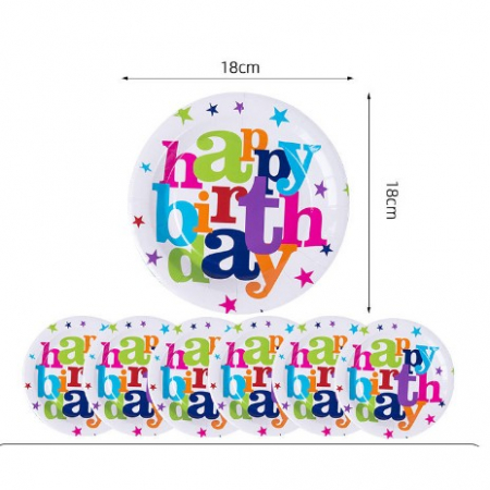 Articole petrecere - Set 6 farfurii 17 cm Happy Birthday