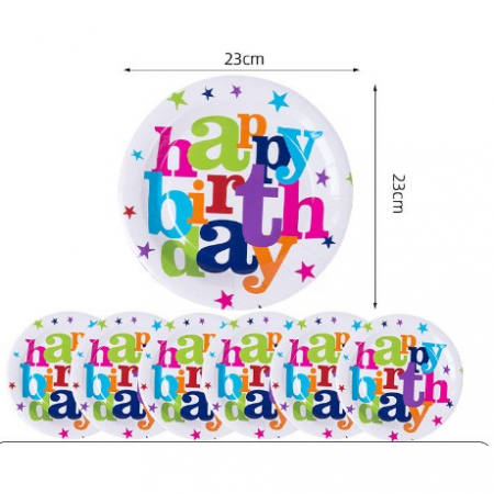 Articole petrecere - Set 6 farfurii 22 cm Happy Birthday