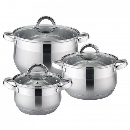 Pentru Casa si Camping - Set 6 piese, cratite cu capac CF-SS6, inox, 16-18-20cm/2.1-2.9-3.9L
