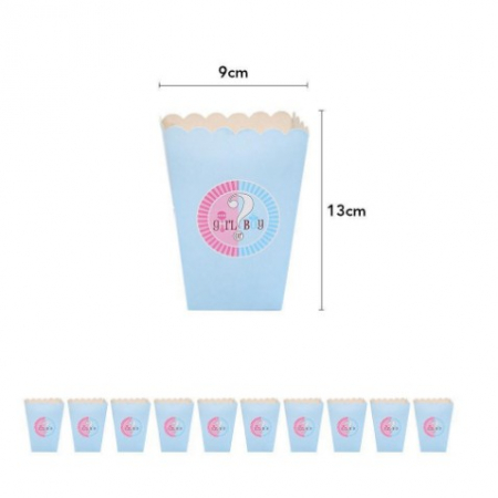 Articole petrecere - Set 6 recipiente popcorn, gender reveal