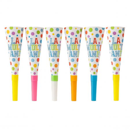 Articole petrecere - Set 6 Suflatori, Flippy, Colectia LA MULTI ANI, 20 cm, din Carton, Multicolor