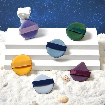 Set 7 Bureti de Machiaj Flippy, Reutilizabili, Utilizare Umeda sau Uscata, Powder Puff, 5.5 x 5.5 x 0.9 cm, Multicolor [9]