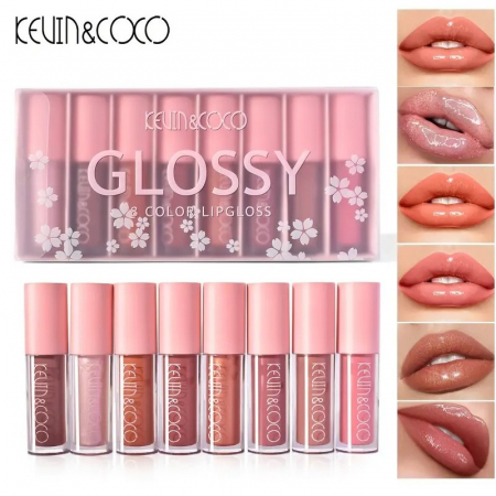 Set 8 Lip Gloss, nunate rose, nude, glosy, cutie dreptunghiulara, 8.3 x 17.5 x 2.7 cm, 181.5 g, multicolor [4]