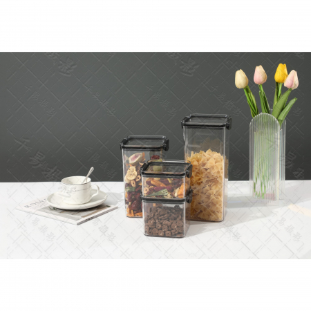 Set 8 Recipiente din Plastic, Flippy, pentru Alimente/Obiecte, Inchidere Ermetica, 2 x 460 ml, 3 x 700 ml, 2 x 1300 ml, 1 x 1800 ml, Transparent [2]