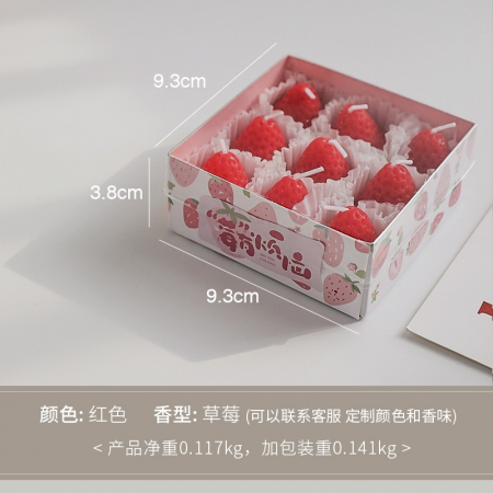 Sub 99 Lei - Lichidare Set 9 Lumanari Parfumate, Flippy, Ceara de Soia, Model Capsunici, Rosu, Aroma de Capsuni, 9.3x3.8x9.3 cm