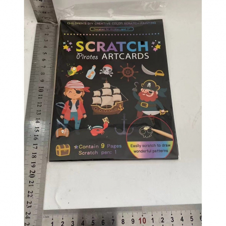 Set 9 Planse Razuibile, Flippy, Scratch ArtCards, +3 Ani, de Razuit si de Colorat, 19 x 14 cm, Model Pirati, Multicolor [7]
