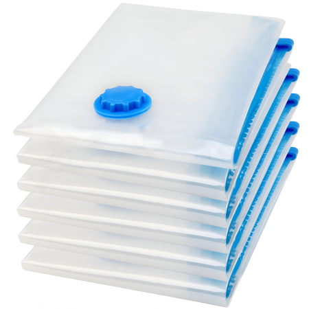Pentru Casa si Camping - Set 9 Saci de Vidat Haine, Flippy, 3 Marimi Diferite, Vidare prin Vacuum, Reutilizabili, Impermeabili, Pompa Inclusa, Transparent