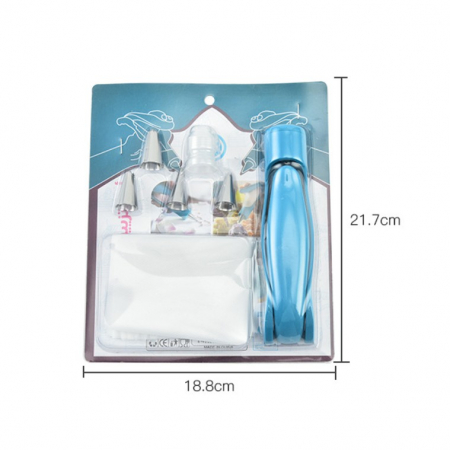 Set Accesorii Decorare Prajituri si Torturi, Flippy, 5 Capete pentru Modele, 21.7x18.8 cm, Ustensila Manuala pentru Ornare, Albastru [9]