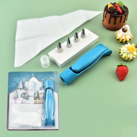 Set Accesorii Decorare Prajituri si Torturi, Flippy, 5 Capete pentru Modele, 21.7x18.8 cm, Ustensila Manuala pentru Ornare, Albastru [3]