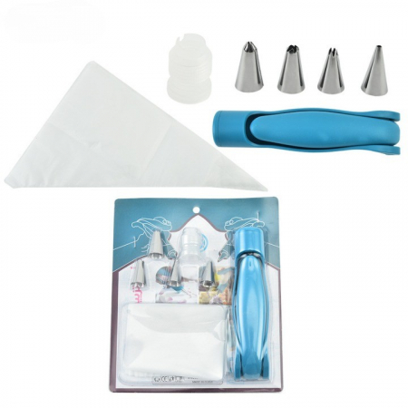 Set Accesorii Decorare Prajituri si Torturi, Flippy, 5 Capete pentru Modele, 21.7x18.8 cm, Ustensila Manuala pentru Ornare, Albastru [6]