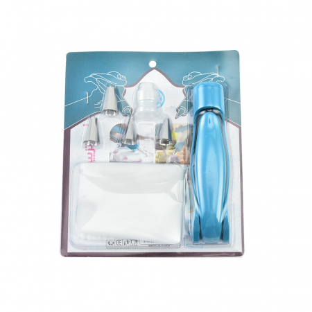 Pentru Casa si Camping - Set Accesorii Decorare Prajituri si Torturi, Flippy, 5 Capete pentru Modele, 21.7x18.8 cm, Ustensila Manuala pentru Ornare, Albastru