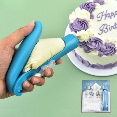 Set Accesorii Decorare Prajituri si Torturi, Flippy, 5 Capete pentru Modele, 21.7x18.8 cm, Ustensila Manuala pentru Ornare, Albastru [2]