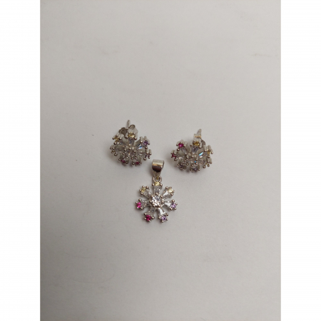 Set Argint 925 Floare cu Margini Colorate, Jolie Silver, 4.4g, 1.5 cm x 1.7 cm [1]