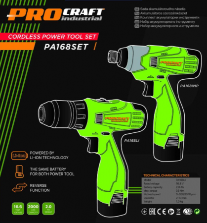 Set autofiletanta Procraft PA168 cu acumulator si pistol cheie cu impact cu acumulator Procraft [1]