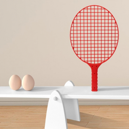 Set Badminton pentru Copii, Flippy, Doua Palete, Fluturas, 2 Mingi, Minge cu Elastic pentru Antrenament, Suport de Prindere Stabil, 40.5x23 cm, Rosu Galben [4]