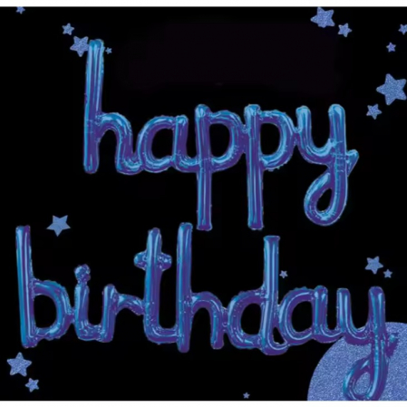 Set Baloane din Folie Metalizata, Flippy, Model Happy Birthday, 45x85 cm, 45x124cm, Baloane Party, Ambalaj Individual, Pai Inclus, Umflare cu Aer sau Heliu, Albastru [7]
