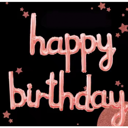 Set Baloane din Folie Metalizata, Flippy, Model Happy Birthday, 45x85 cm, 45x124cm, Baloane Party, Ambalaj Individual, Pai Inclus, Umflare cu Aer sau Heliu, Roz Pal [5]
