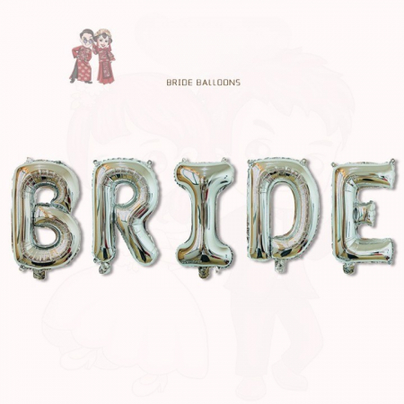 Set Baloane din Folie Metalizata, Flippy, Model Scris Bride, Litere de 40 cm, Tema Iubire, Baloane Party, Ambalaj Individual, Pai Inclus, Umflare cu Aer sau Heliu, Argintiu [1]