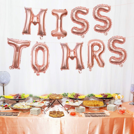 Set Baloane din Folie Metalizata, Flippy, Model Scris Miss to Mrs, Litere de 40 cm, Tema Iubire, Baloane Party, Ambalaj Individual, Pai Inclus, Umflare cu Aer sau Heliu, Roz [1]