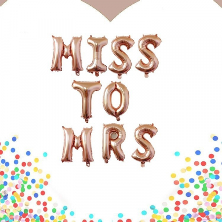 Set Baloane din Folie Metalizata, Flippy, Model Scris Miss to Mrs, Litere de 40 cm, Tema Iubire, Baloane Party, Ambalaj Individual, Pai Inclus, Umflare cu Aer sau Heliu, Roz [3]