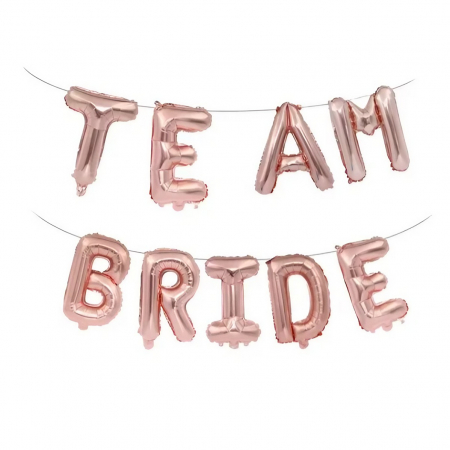 Set Baloane din Folie Metalizata, Flippy, Model Team Bride, Litere de 40 cm, Tema Iubire, Baloane Party, Ambalaj Individual, Pai Inclus, Umflare cu Aer sau Heliu, Roz [4]