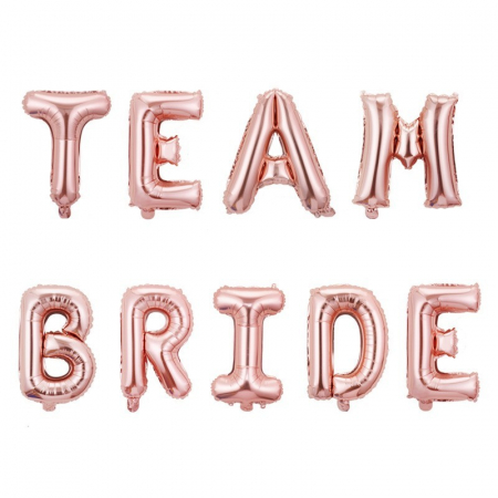 Set Baloane din Folie Metalizata, Flippy, Model Team Bride, Litere de 40 cm, Tema Iubire, Baloane Party, Ambalaj Individual, Pai Inclus, Umflare cu Aer sau Heliu, Roz [1]