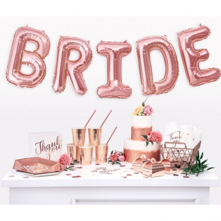 Set Baloane din Folie Metalizata, Flippy, Model Team Bride, Litere de 40 cm, Tema Iubire, Baloane Party, Ambalaj Individual, Pai Inclus, Umflare cu Aer sau Heliu, Roz [2]