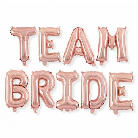 Set Baloane din Folie Metalizata, Flippy, Model Team Bride, Litere de 40 cm, Tema Iubire, Baloane Party, Ambalaj Individual, Pai Inclus, Umflare cu Aer sau Heliu, Roz [3]