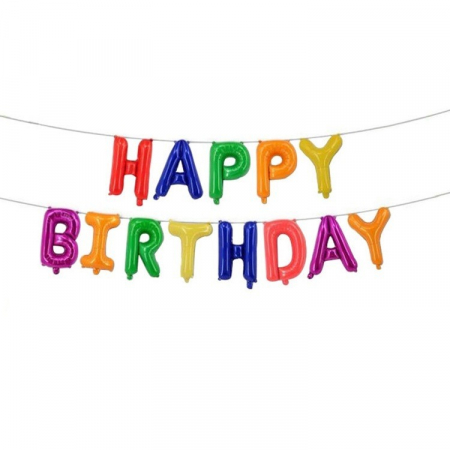 Articole petrecere - Set baloane folie Flippy, Happy Birthday, 40 cm, multicolor